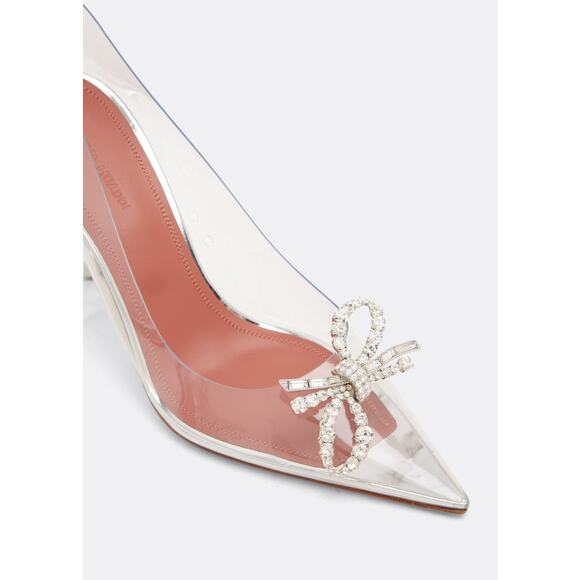 Amina Muaddi Women's Rosie Glass Sling Transparent PVC Shoes Heels Size 7 Flawed - Picture 5 of 13
